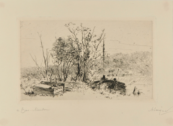 À BAS-MEUDON, WITH BOAT DOCKED, AND CRATES ON THE SHORE