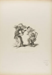 “Now singing shrill and scolding oft between”