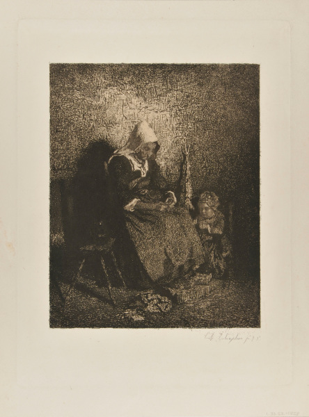 SPINNER AND CHILD, AUVERGNE (FIRST PLATE)