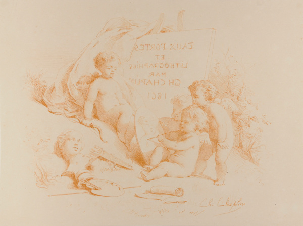 TITLE PLATE FROM THE SERIES "EAUX-FORTES ET LITHOGRAPHIES PAR CHAPLIN: RECUEIL DE 15 PLANCHES"