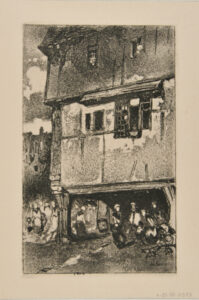 Corner of a House with Figures Below