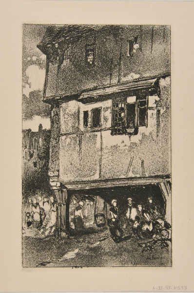 Corner of a House with Figures Below
