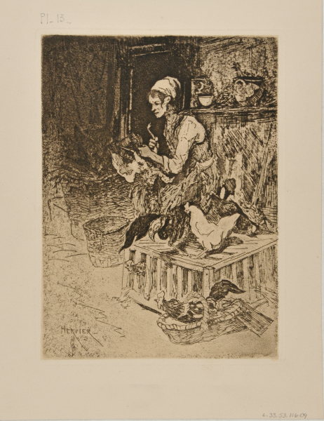 Woman Plucking Chickens