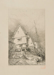 From Croquis de Voyage de 1843: Boats Moored Near Village