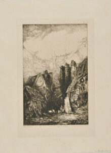 Village normand avec ruine à trois tours