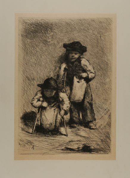 TWO CHILDREN ON CRUTCHES