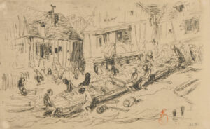 Figures Pushing a Boat into the Sea