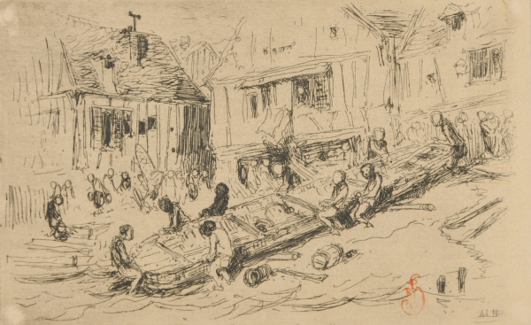 Figures Pushing a Boat into the Sea