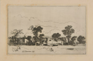 (Landscape with trees and houses)