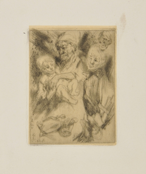 SKETCH PLATE WITH SEVEN FIGURES
