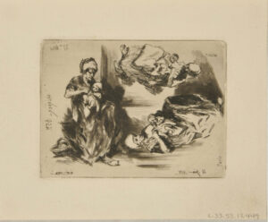 Trois Croquis d’une Femme Tenant un Enfant