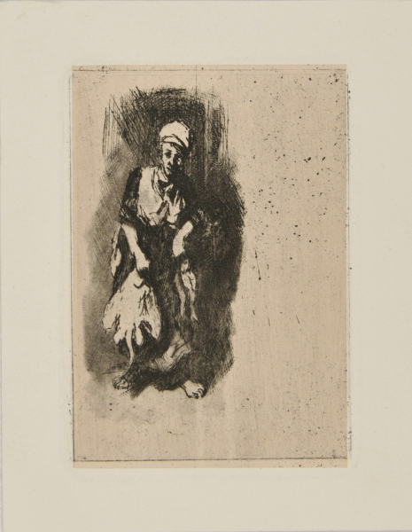 BAREFOOT WOMAN HOLDING A SKATE AND OTHER FISH