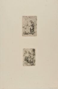 Two Plates: Woman Feeding Chickens; Woman Nursing Baby