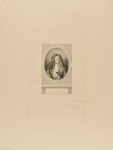 Portrait of a man, with long hair, in an oval