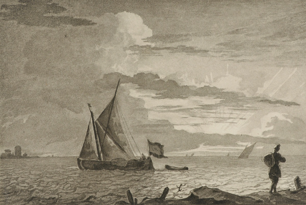 Marine, effet de soleil couchant