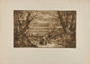 Man walking with Horse in Woods