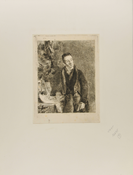 Portrait of a man with hand resting on some papers on a table