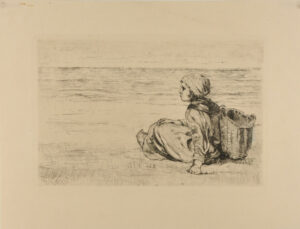 Girl with Basket Seated on the Shore