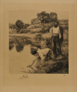 Travelers Drinking by a Stream