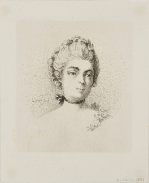 Woman with a ribbon on her neck
