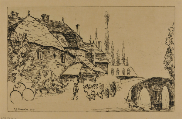 MAN LEADING AN OX-DRAWN CART (UNFINISHED PLATE)