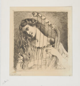 Woman playing a harp