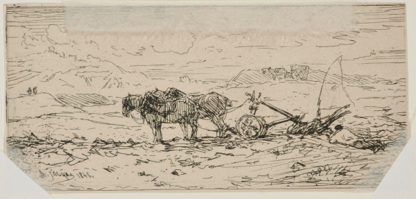 LANDSCAPE: HITCHED PLOW AT IDLE