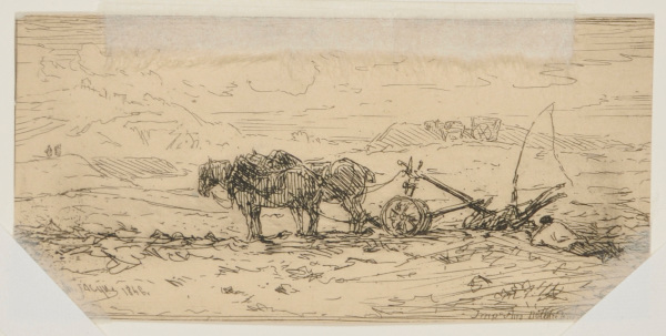 LANDSCAPE: HITCHED PLOW AT IDLE