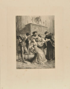 Seated Woman Surrounded by Four Figures