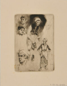 Croquis: Femme tenant une paire de souliers, femme les poings sur les hanches, etc.