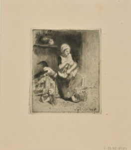 Woman Plucking a Hen
