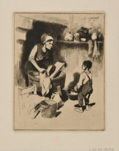 Une Femme Qui Lave son Linge et un Gamin