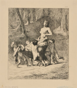 Woman Carried by Cupids