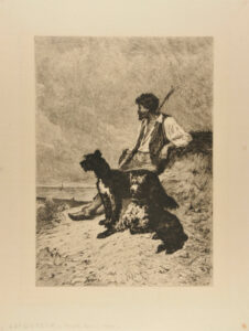 Shepherd with His Two Dogs by the Sea