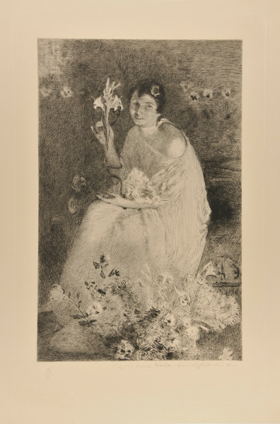 WOMAN HOLDING A LILY