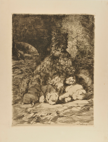 Mother Dog with Her Puppies, small format