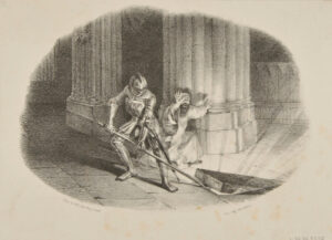 Knight Raising a Tombstone