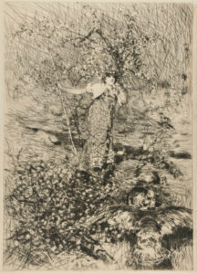 Woman in an Orchard in Spring