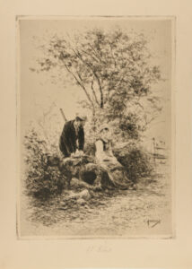 Hunter Talking to a Seated Peasant Girl
