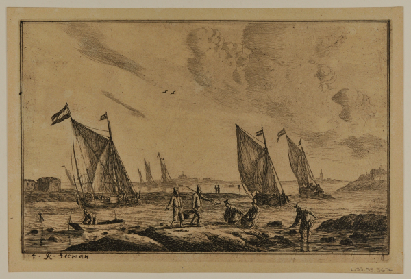 View of Inland Waterway with Fishermen