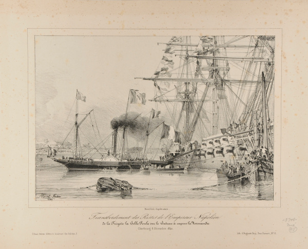 TRANSFER OF THE REMAINS OF THE EMPEROR NAPOLEON FROM THE FRIGATE LA BELLE POULE TO THE STEAMBOAT NORMANDY, CHERBOURG, DECEMBER 8, 1840