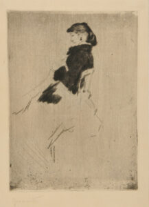 Profile of Seated Young Woman Sewing