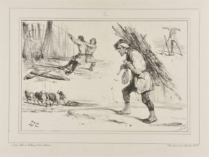 Sketches of woodcutters and a faggot bearer