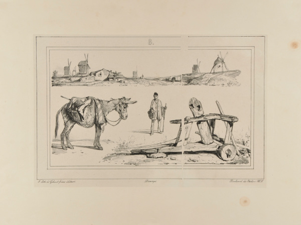 SKETCHES OF PIERROT, DONKEY, AND WINDMILLS