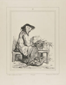 Sketch of a woman selling vegetables