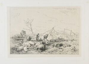 Paysage: Troupeau de cochons