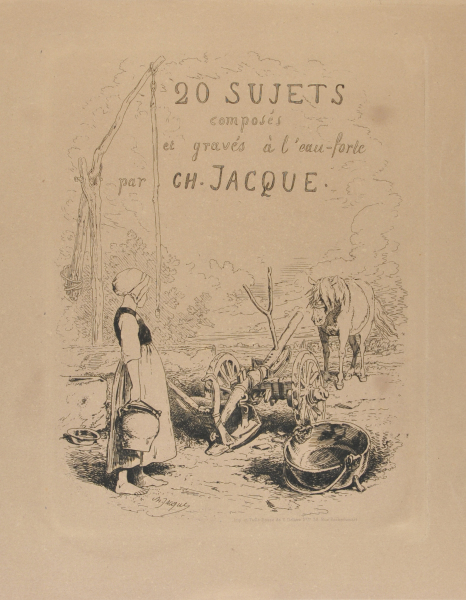 Title plate from the series “20 Sujets composés et gravés à l’eau-forte par Ch. Jacque”