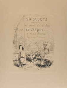 Title plate from the series “20 Sujets composés et gravés à l’eau-forte par Ch. Jacque”