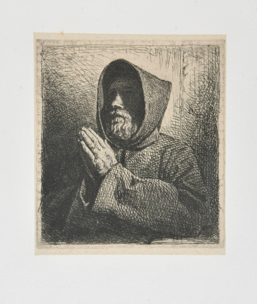 Tête de moine en prière