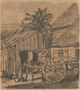 Charrette près d’une maison